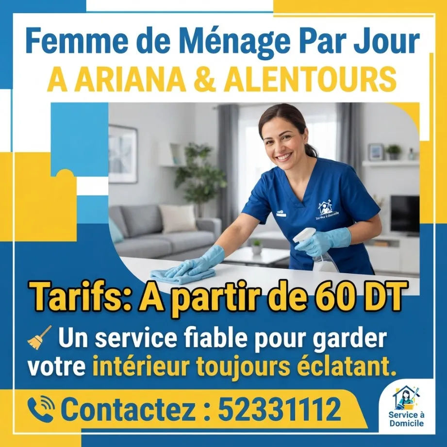 Femmes de ménage disponibles par jour dès 60 DT !