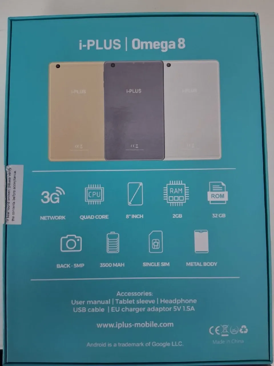 Tablette I-PLUS OMEGA8 jdida mouch mosta3mla +Cage + Casque Tel: 46290297 sousse-hergla