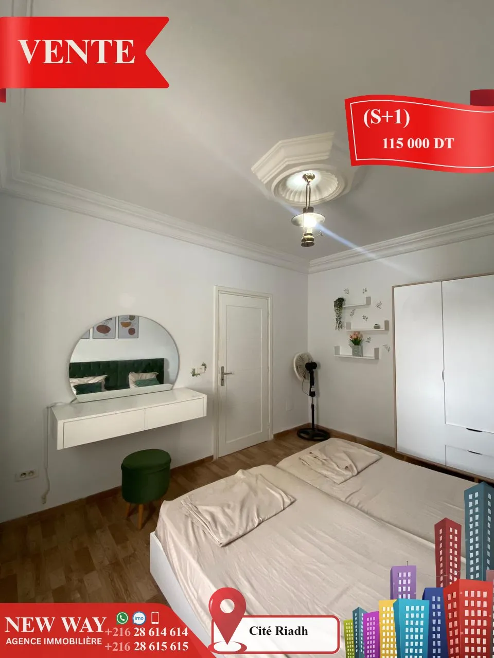 (S+1)  à Cité Riadh 5 avec Meubles 