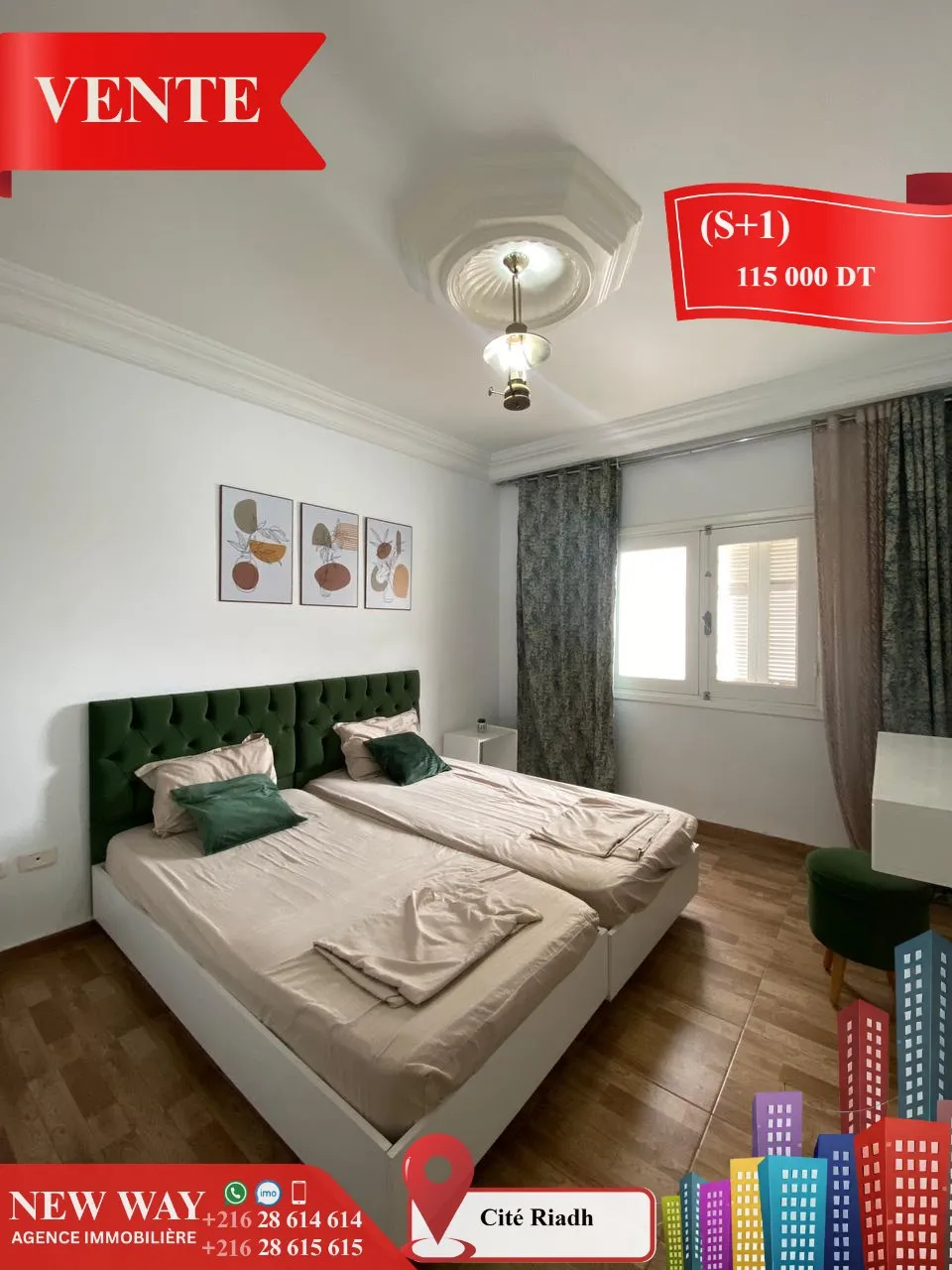 (S+1)  à Cité Riadh 5 avec Meubles 
