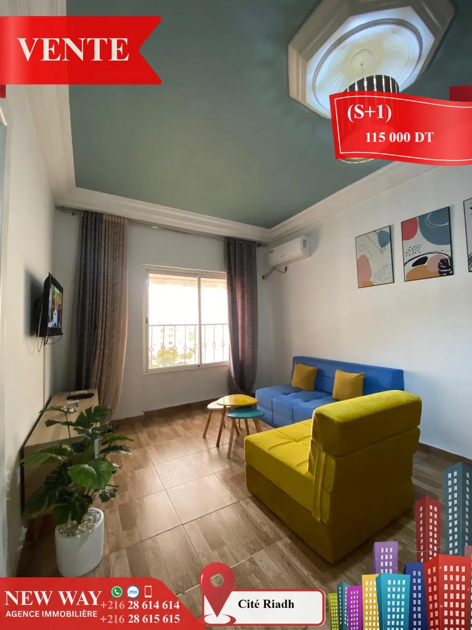 (S+1)  à Cité Riadh 5 avec Meubles 