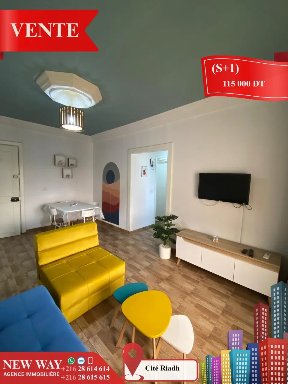 (S+1)  à Cité Riadh 5 avec Meubles 