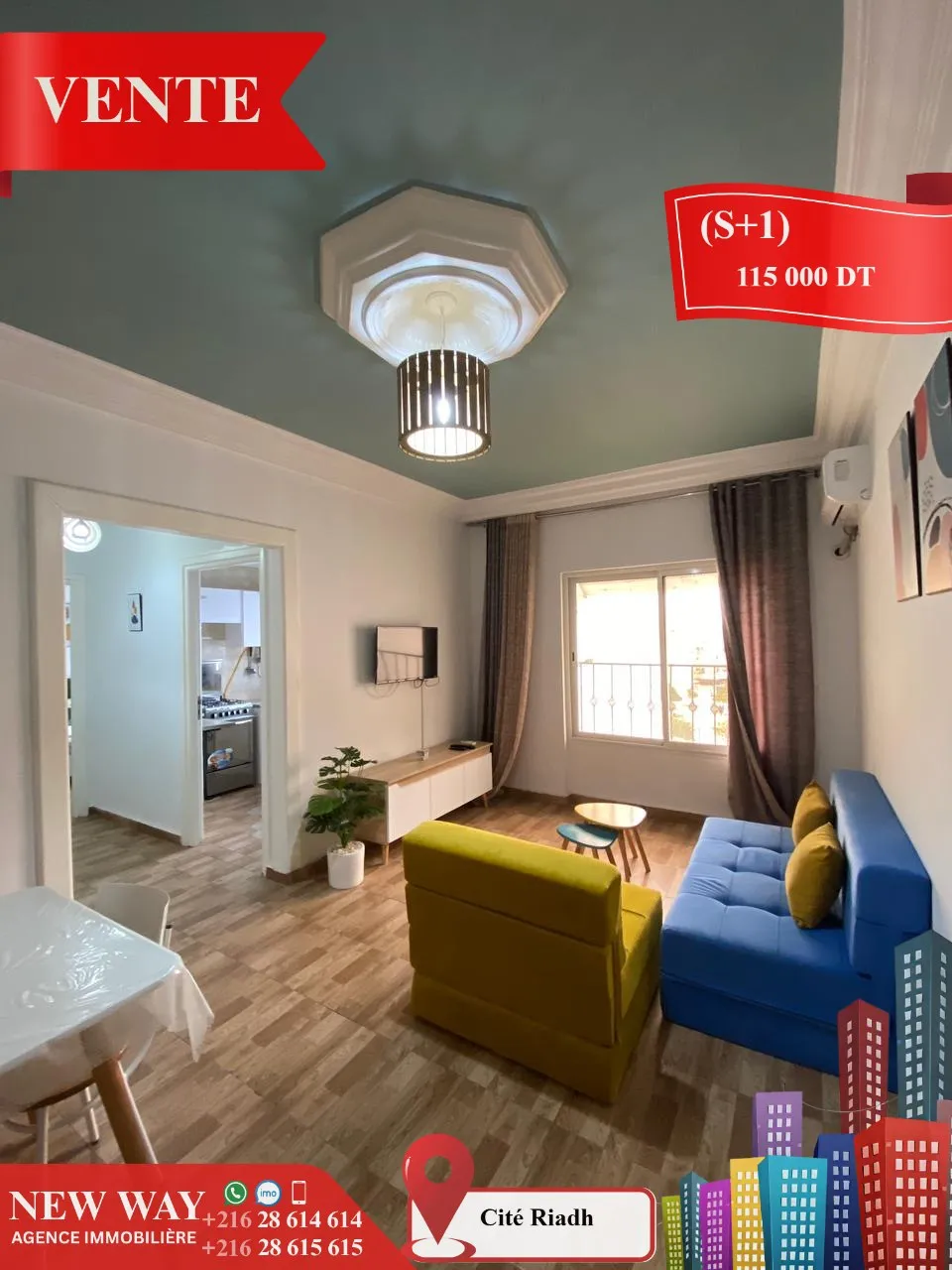 (S+1)  à Cité Riadh 5 avec Meubles 