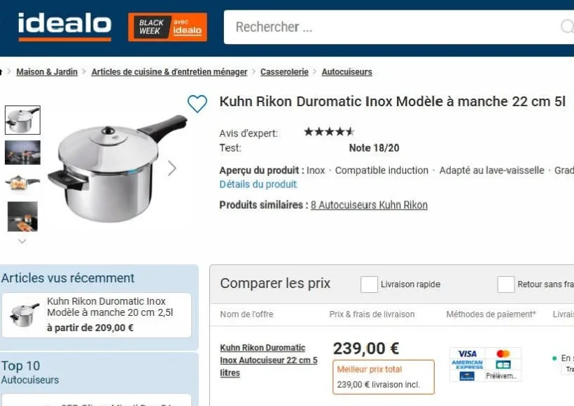 Cocotte inox Kuhn rikon duromatic 5L