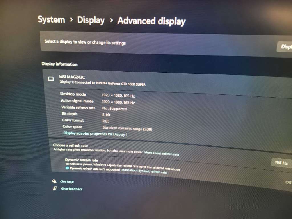 Ecran MSI MAG242C 165hz 24" 1ms curved