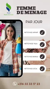 femme de ménage par jour à bardo