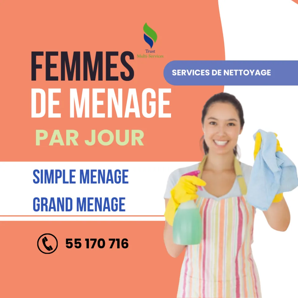  société TMS  propose des Femmes de ménage par jour A EL MANZAH