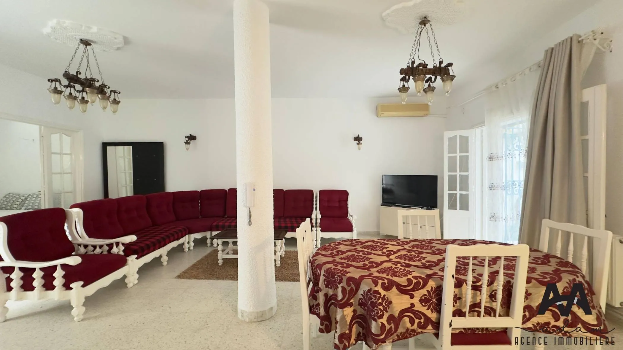 Rez-de-chaussée de villa S+2 meublé à Lido, Nabeul