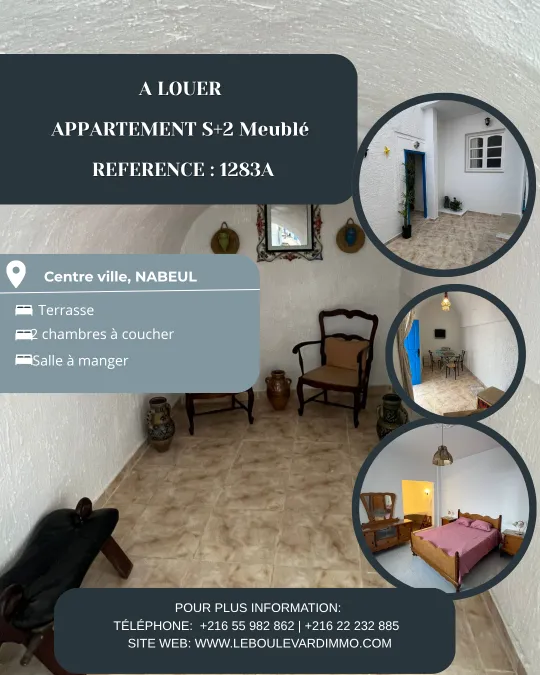 A louer Appartement S+2 à centre ville Nabeul