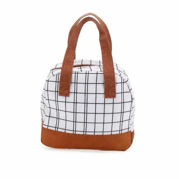 Sac à lunch isotherme à carreaux COM1950s, grande capacité, en aluminium