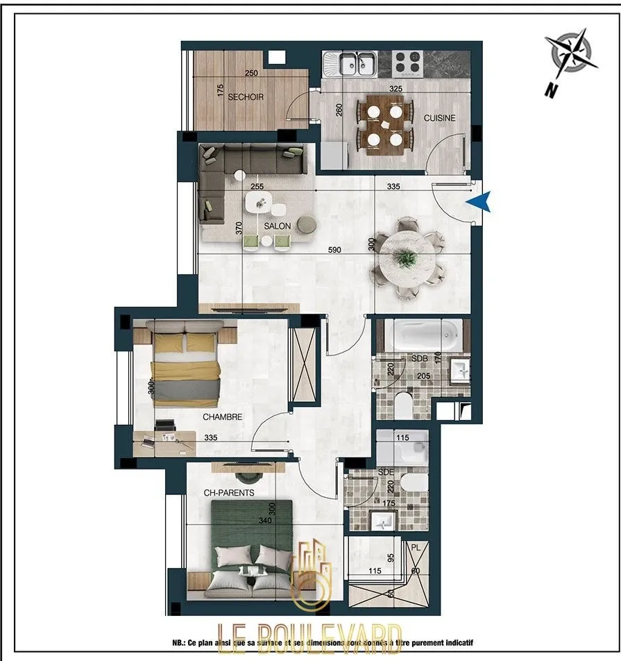 A vendre Appartement- S+2 à Nouvelle Soukra , Ariana