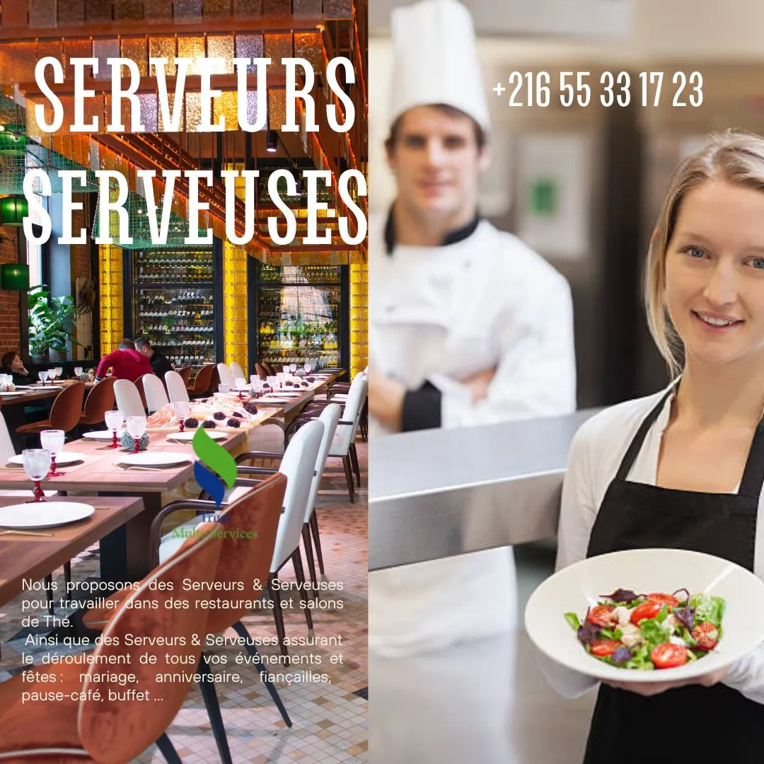 "Nous proposons des Serveurs & Serveuses pour travailler dans des restaurants et salons de Thé