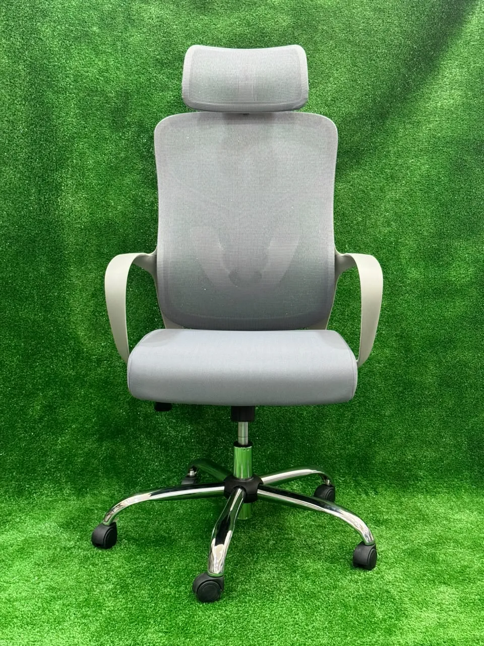 Chaise Bureau Alba Gris avec Accoudoir en Tunisie base chromer