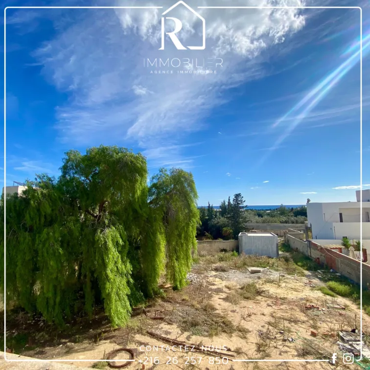 للبيع قطعة أرض في الحمامات  2éme position sur la route principale VUE SUR MER