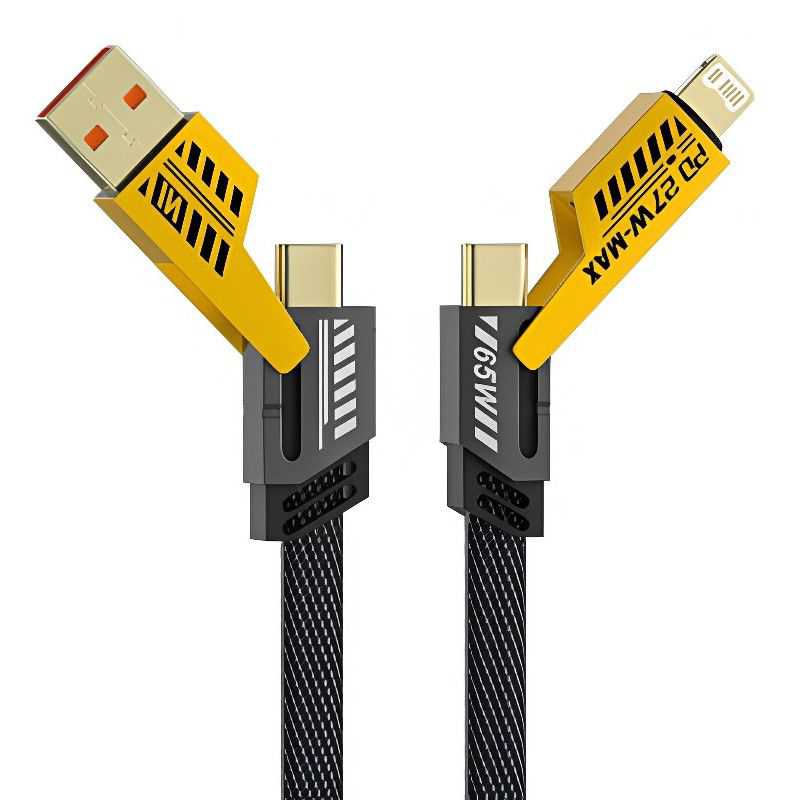 Câble Chargeur 4En1 - Interface : USB, Type-C, Lightning - Longueur de câble : 1.2