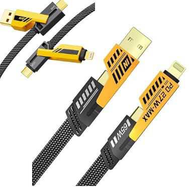 Câble Chargeur 4En1 - Interface : USB, Type-C, Lightning - Longueur de câble : 1.2