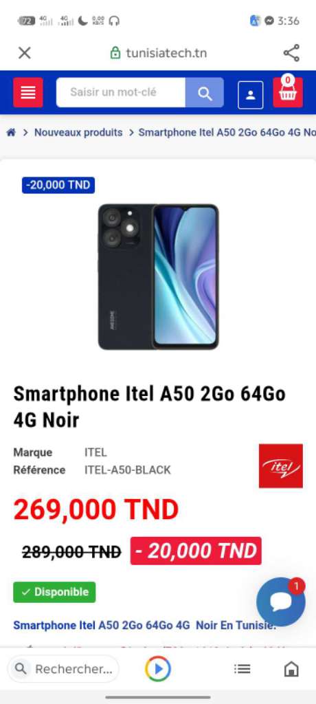 A vendre smartphone I tel50 