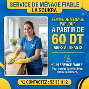FEMME DE MENAGE PAR JOUR A LA SOUKRA