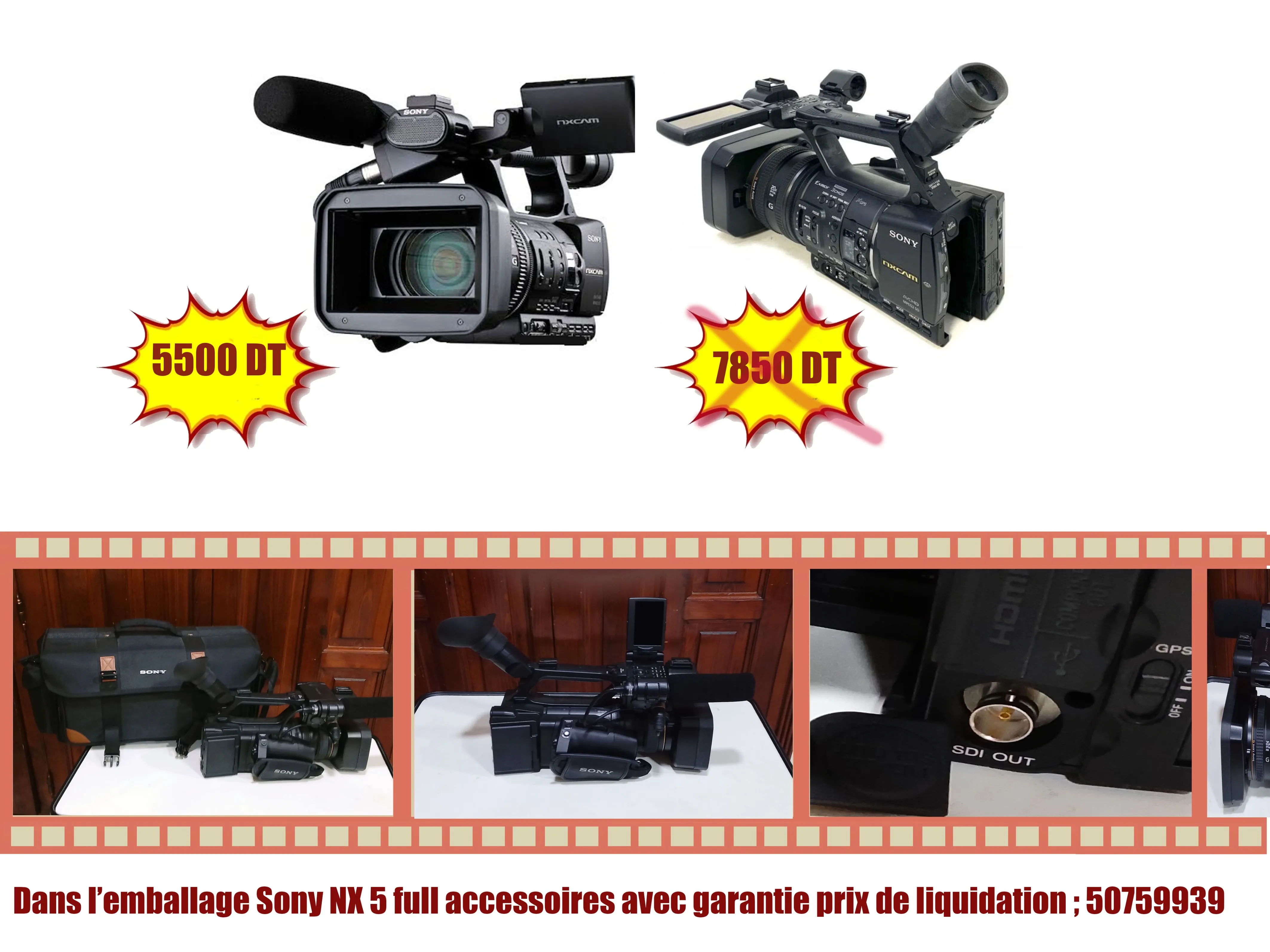 dans l'emballage sony nx5 full accessoires
