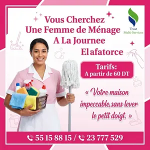 FEMME DE MENAGE PAR JOUR A monastir