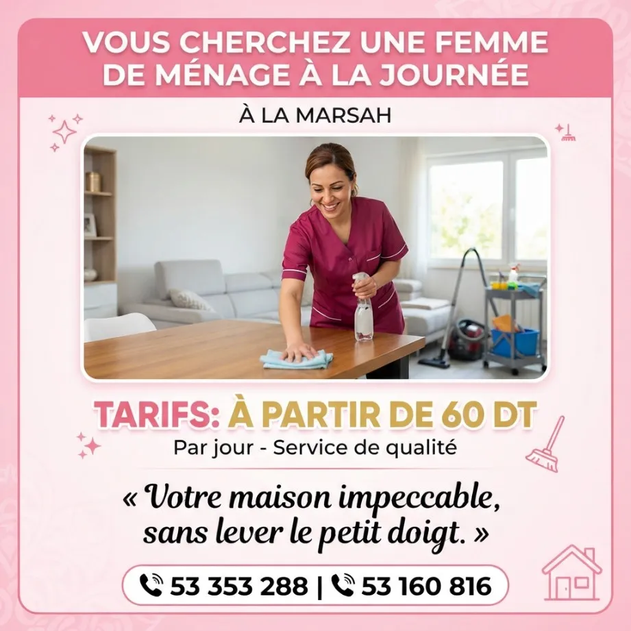 femme de menage par jour a marsa