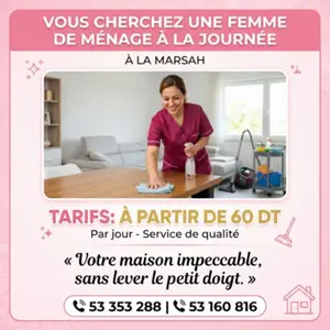femme de menage par jour a marsa