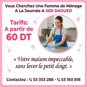femme de menage par jour a sidi daoud
