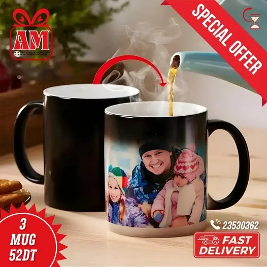 3 x mug magique - cadeau personnalisé 