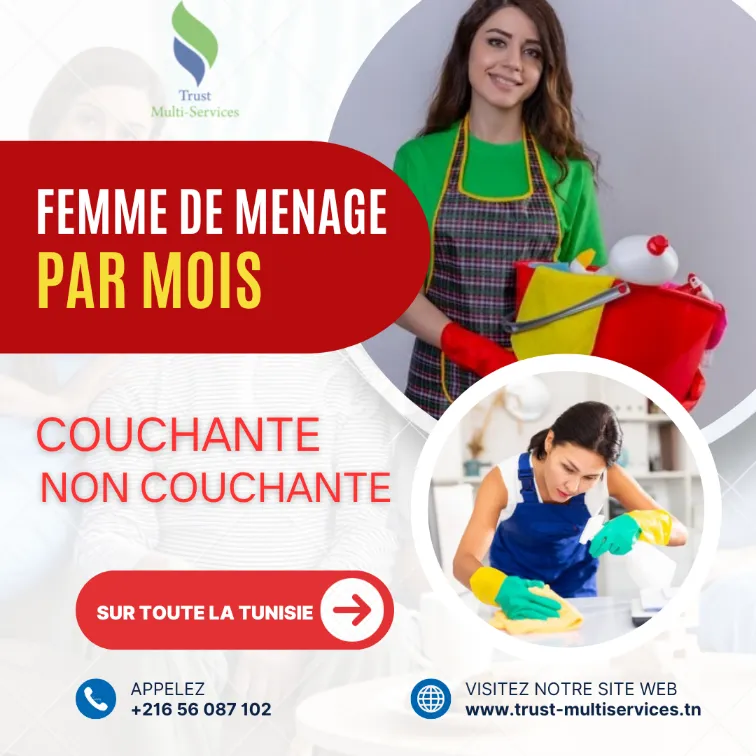 Vous cherchez une femme de ménage par Mois? 