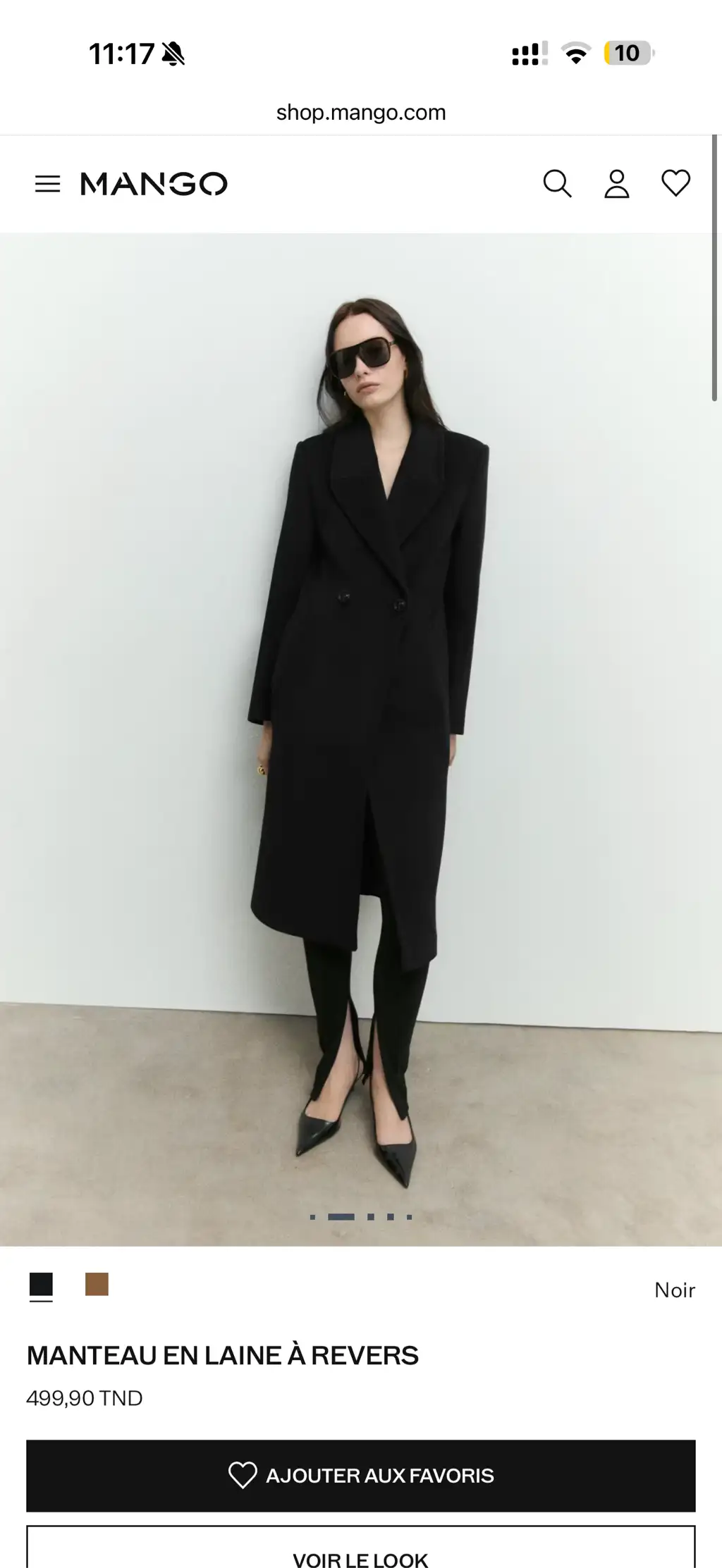 Manteau noir MANGO