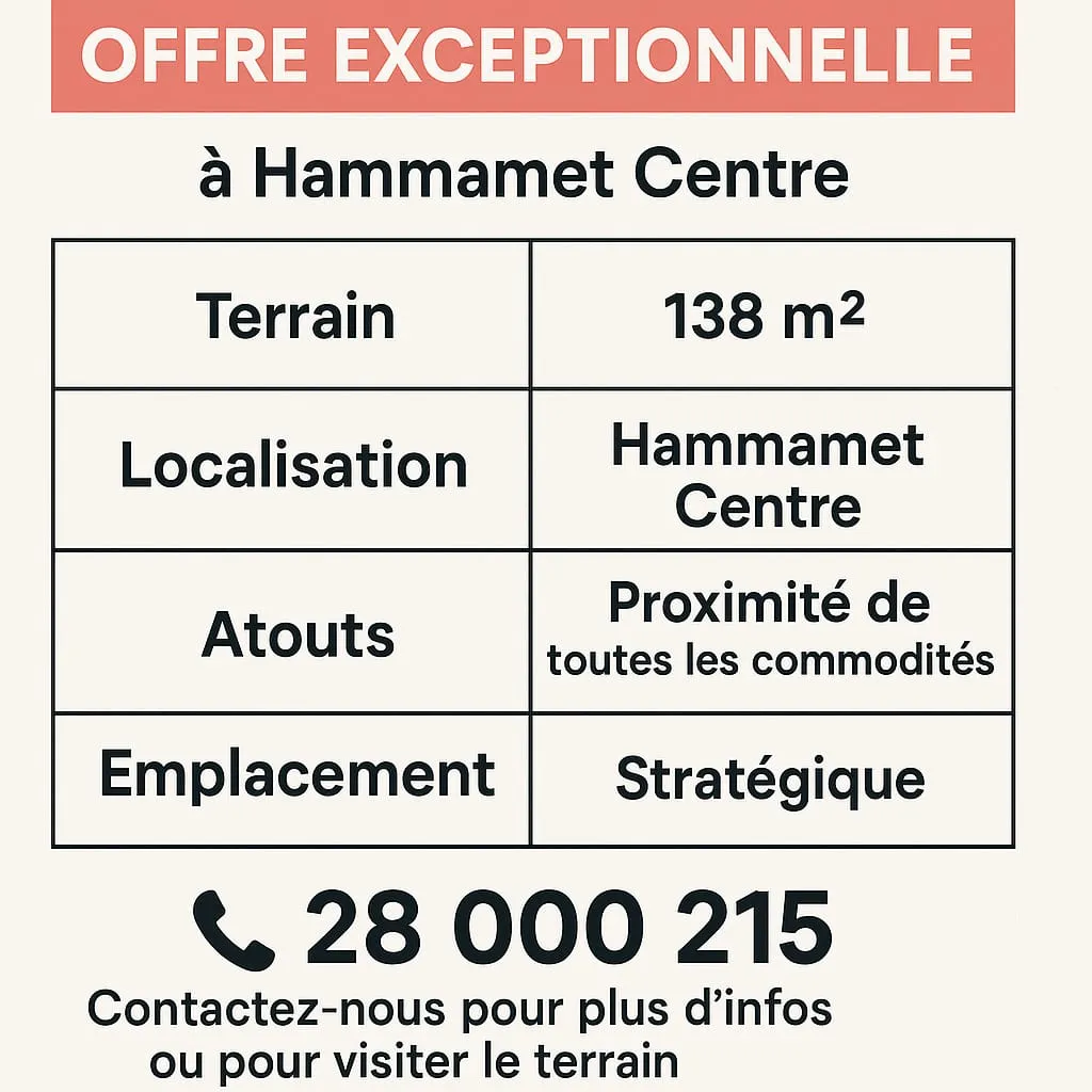 Offre exceptionnelle hammamet centre