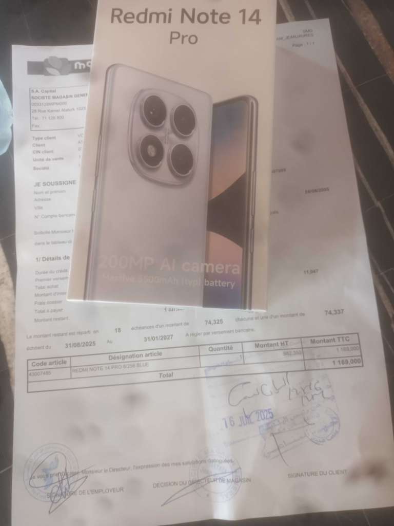 À vendre  redmi note 14 pro cachte