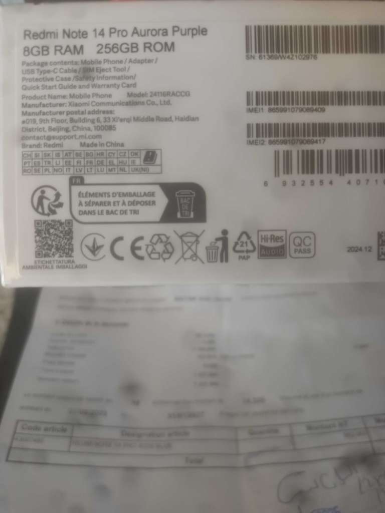 À vendre  redmi note 14 pro cachte