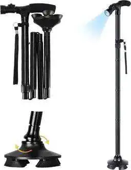 Canne de marche pliable avec lumière LED