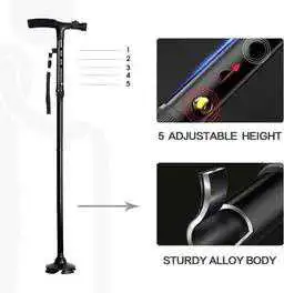 Canne de marche pliable avec lumière LED