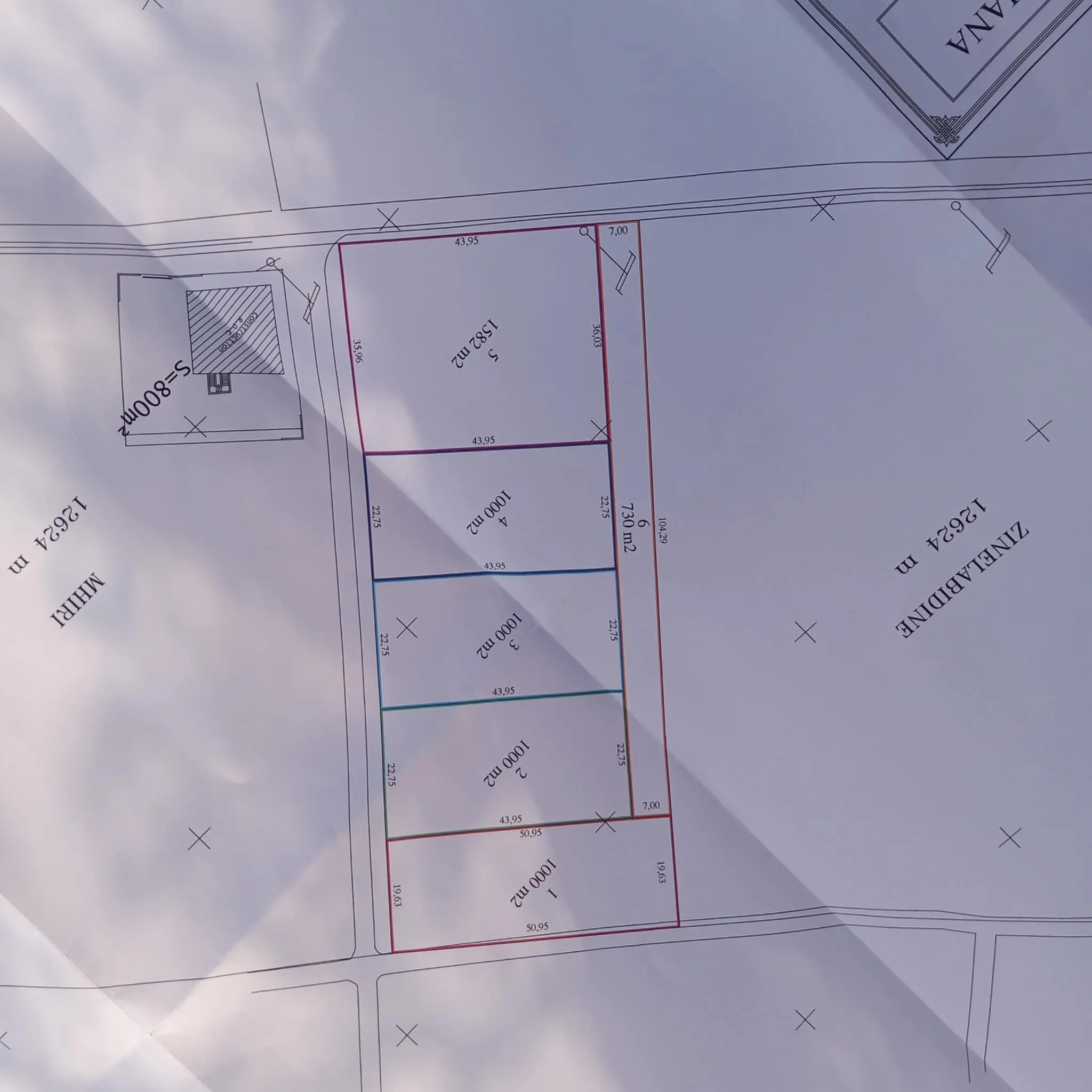 Terrain de 1000 m situés à sidi thabet