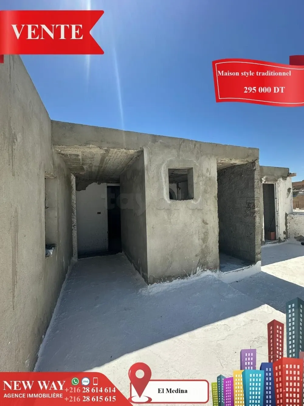 Maison style traditionnel à EL Médina Sousse ouvre sur trois rues