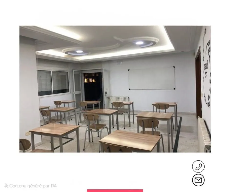 Lot à vendre : 50 tables avec leurs chaises + 4 grands tableaux blancs. (centre)