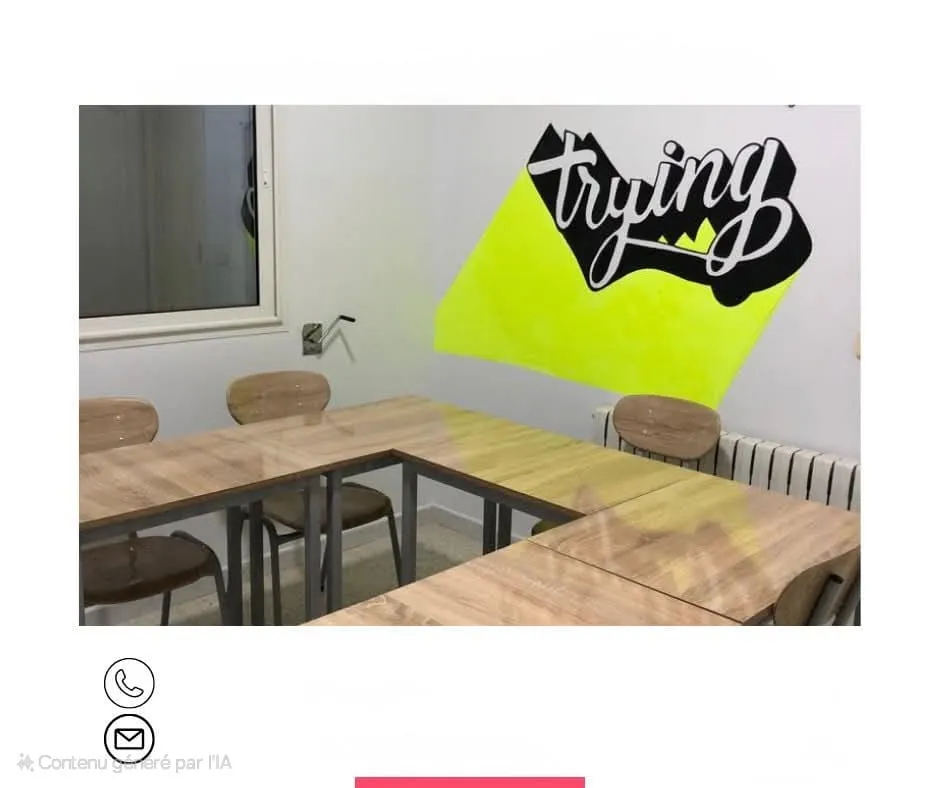 Lot à vendre : 50 tables avec leurs chaises + 4 grands tableaux blancs. (centre)