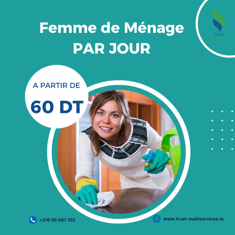FEMME DE MENAGE POUR SIMPLE MENAGE  A JARDINS EL MENZAH