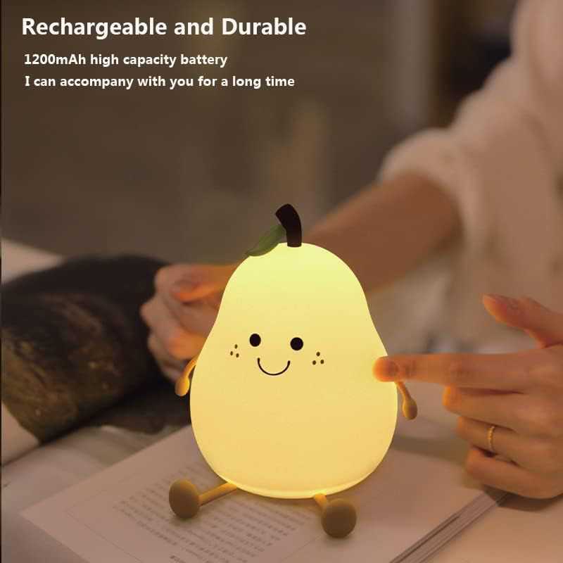 Veilleuse  rechargeable usb en silicone en forme de poire souriante , veilleuse LED , 