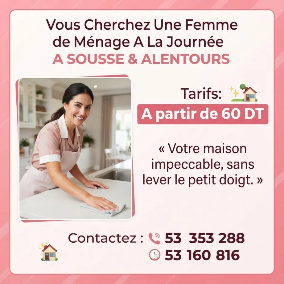 femme de menage par jour a akouda