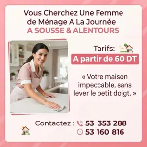 femme de menage par jour a akouda