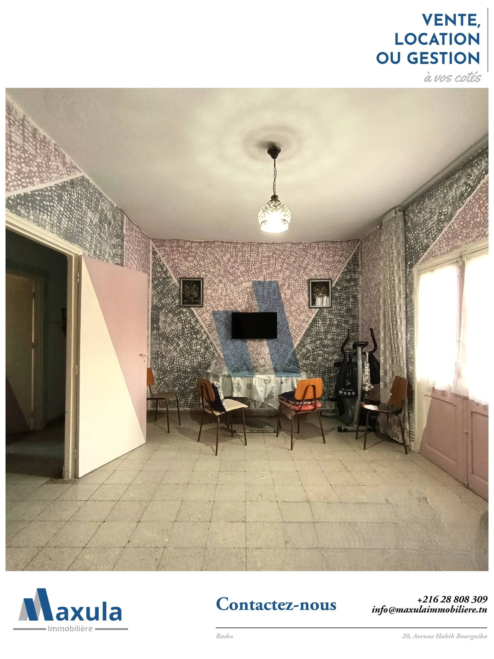 À VENDRE APPARTEMENT S+2 AU 1ER ÉTAGE À RADES SNIT