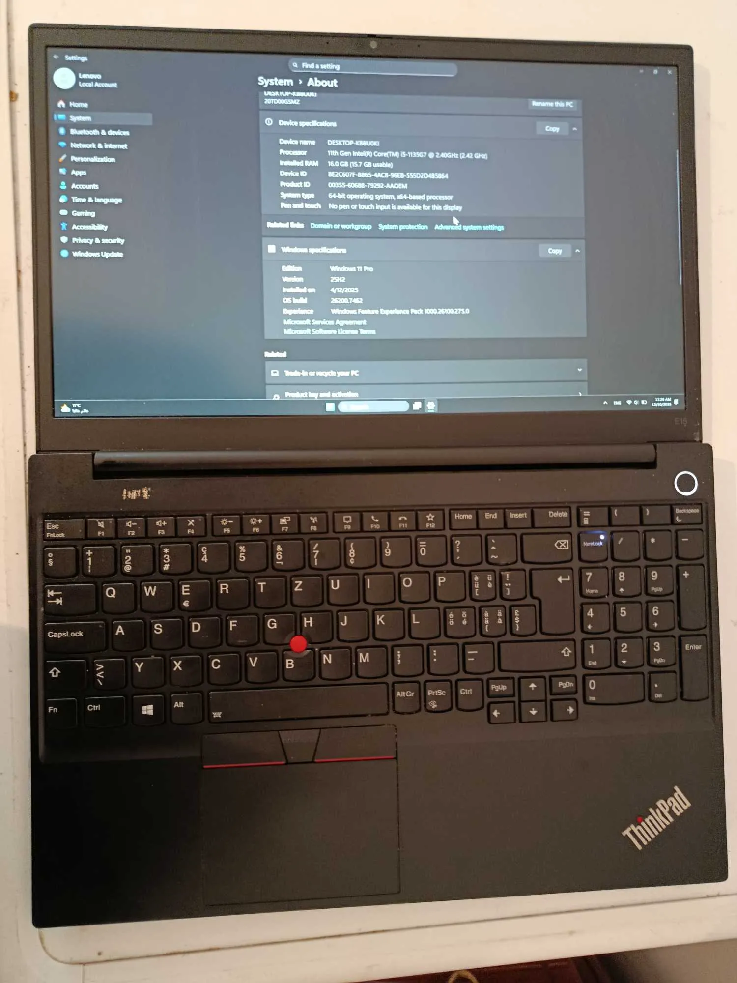 Pc Portable Lenovo ThinkPad E15 Gen 2 / i5 11è Gén / 16 Go / 512 Go