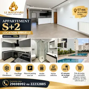 A louer Appartement S+2 vue sur mer à AFH Mrezga , Cité El Wafa