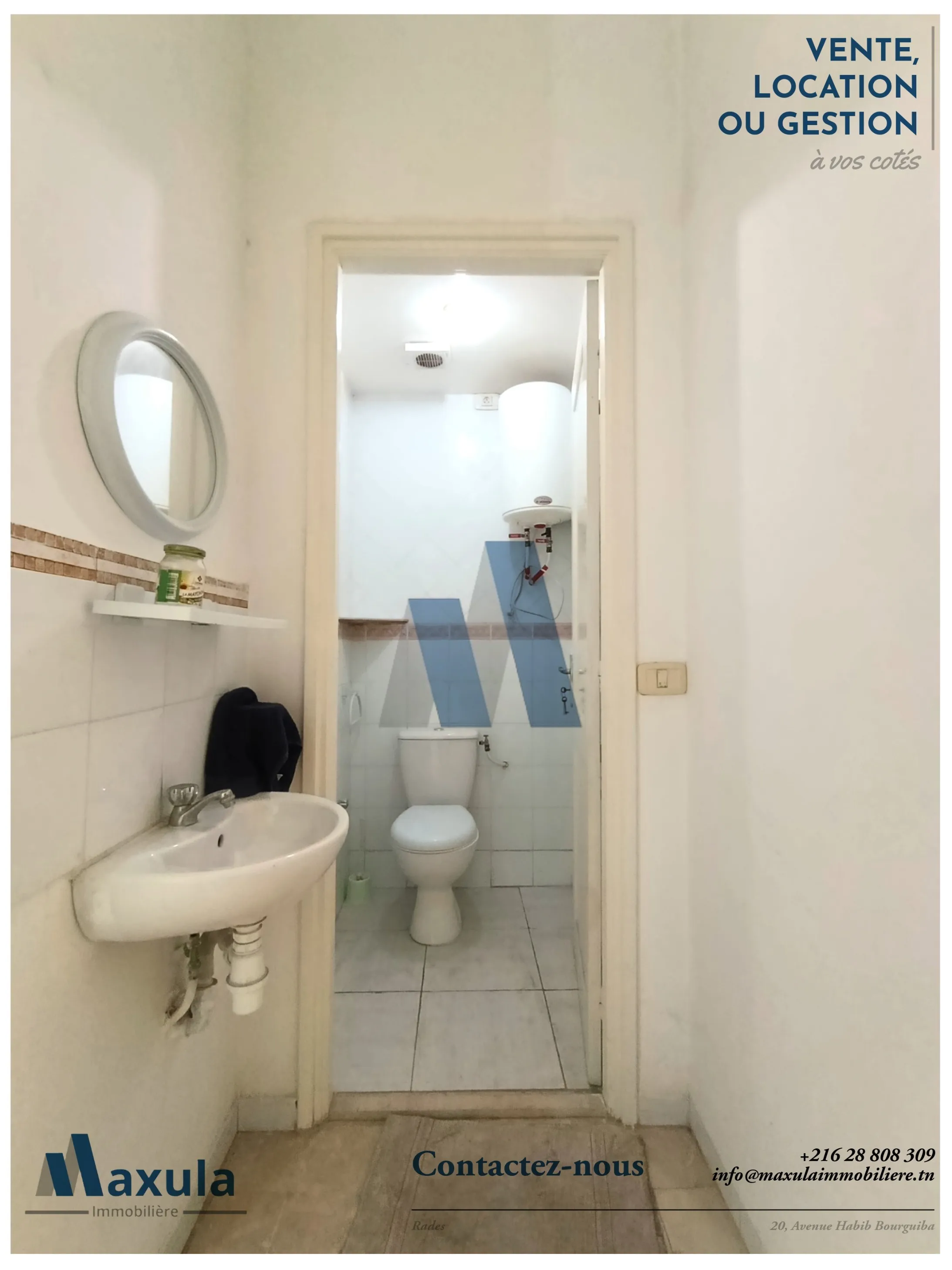 À LOUER BUREAU A+2 AU 2ÈME ÉTAGE À RADES ROUTE DU PORT