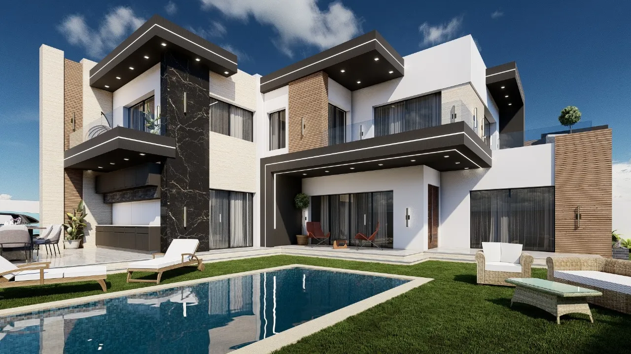 villa de style moderne en cours de finition 