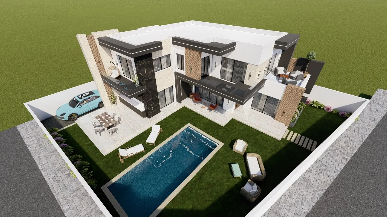villa de style moderne en cours de finition 
