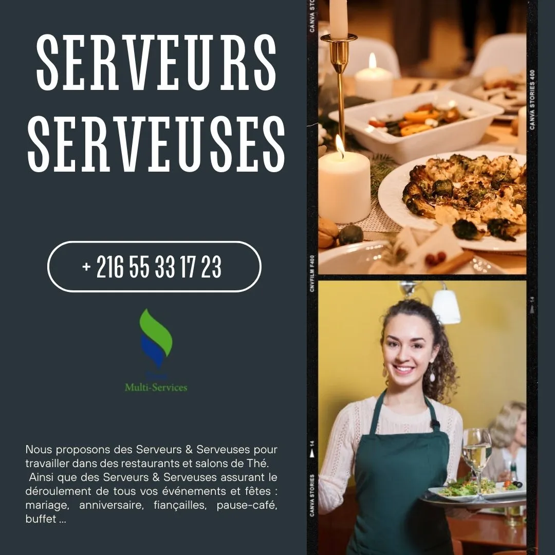 "Nous proposons des Serveurs & Serveuses pour travailler dans des restaurants et salons de Thé.